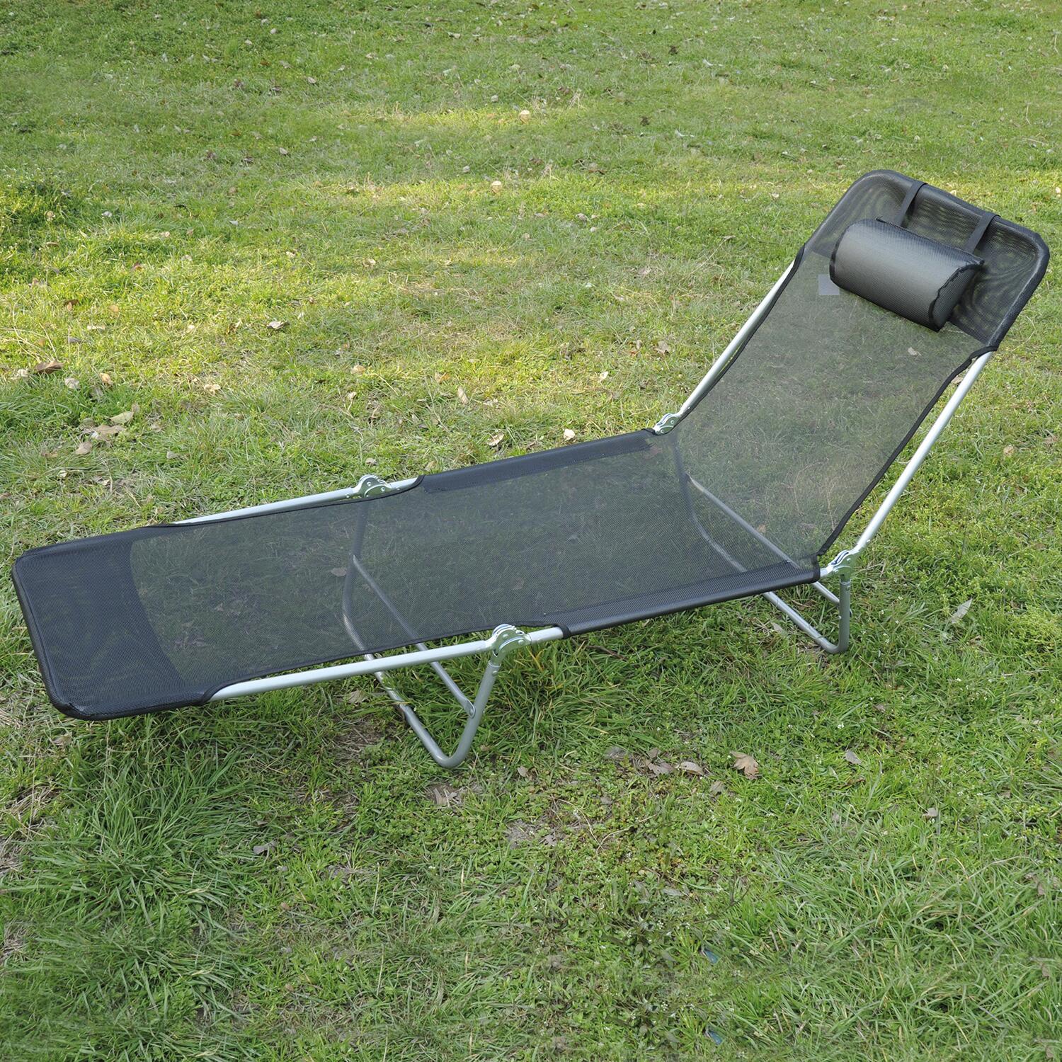Outsunny Gartenliege schwarz Stahl B/H/L: ca. 56x24,5x182 cm