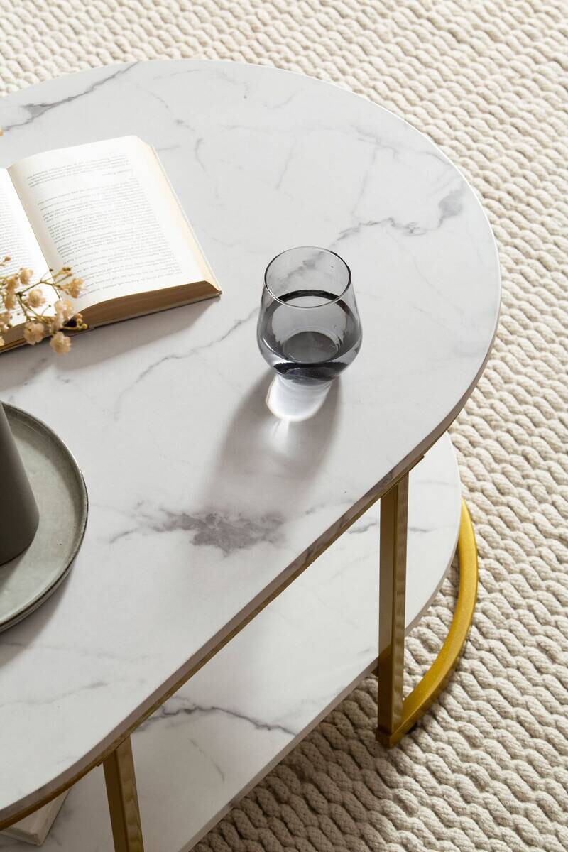 Wohnling Couchtisch weiß Marmor B/H/T: ca. 100x45x60 cm