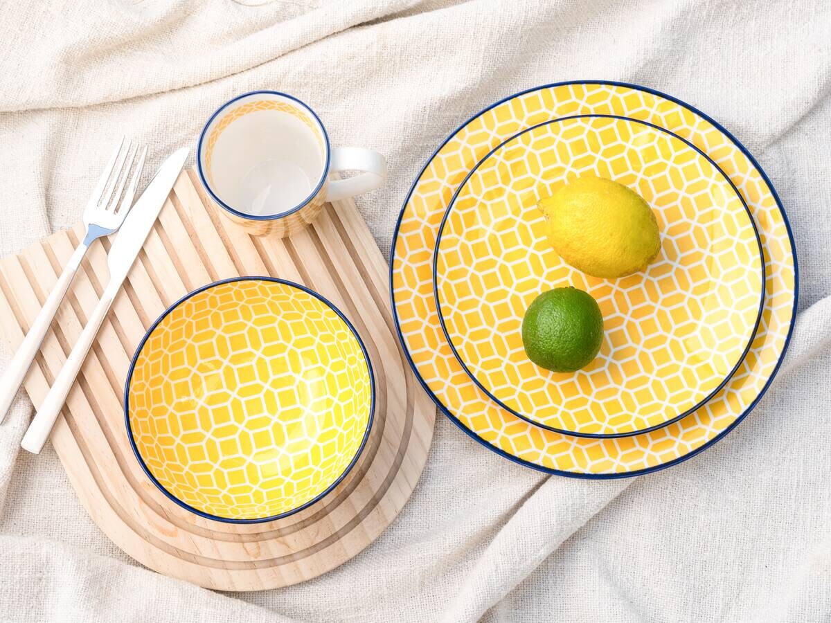 CreaTable Kombiservice Mediterran Curry gelb Steinzeug 16 tlg.