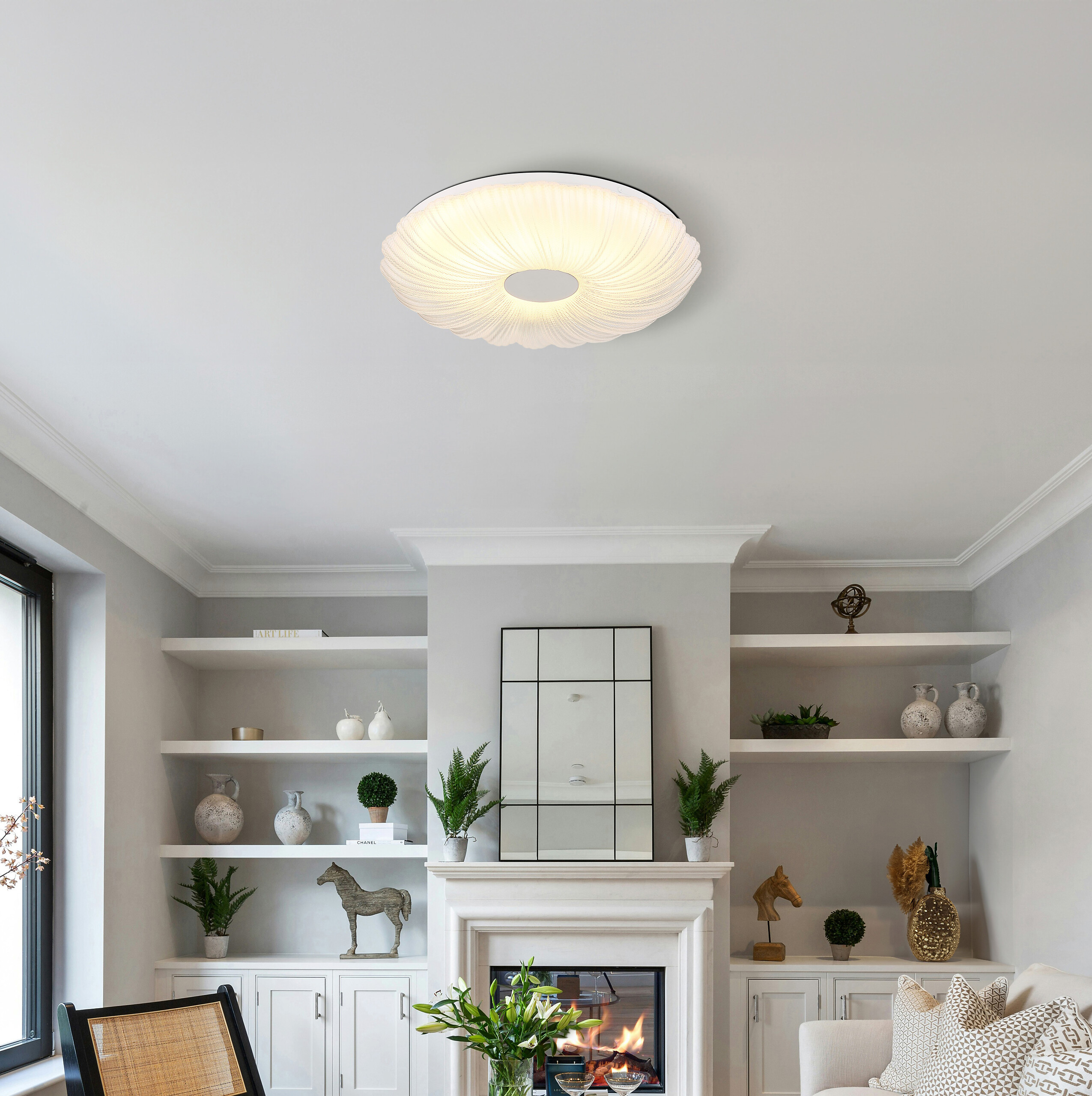 GLOBO Deckenleuchte weiß Satiniert Opal Metall Kunststoff H/D: ca. 7x38 cm 1 Brennstellen