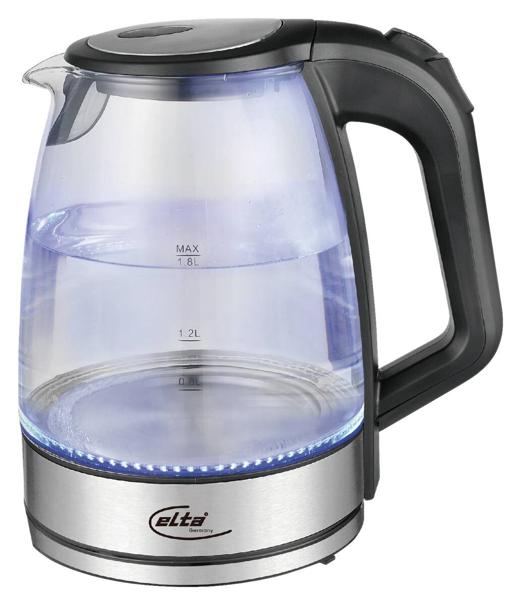 Elta Wasserkocher WK-2200.1 Edelstahl schwarz Glas ca. 1,8 l