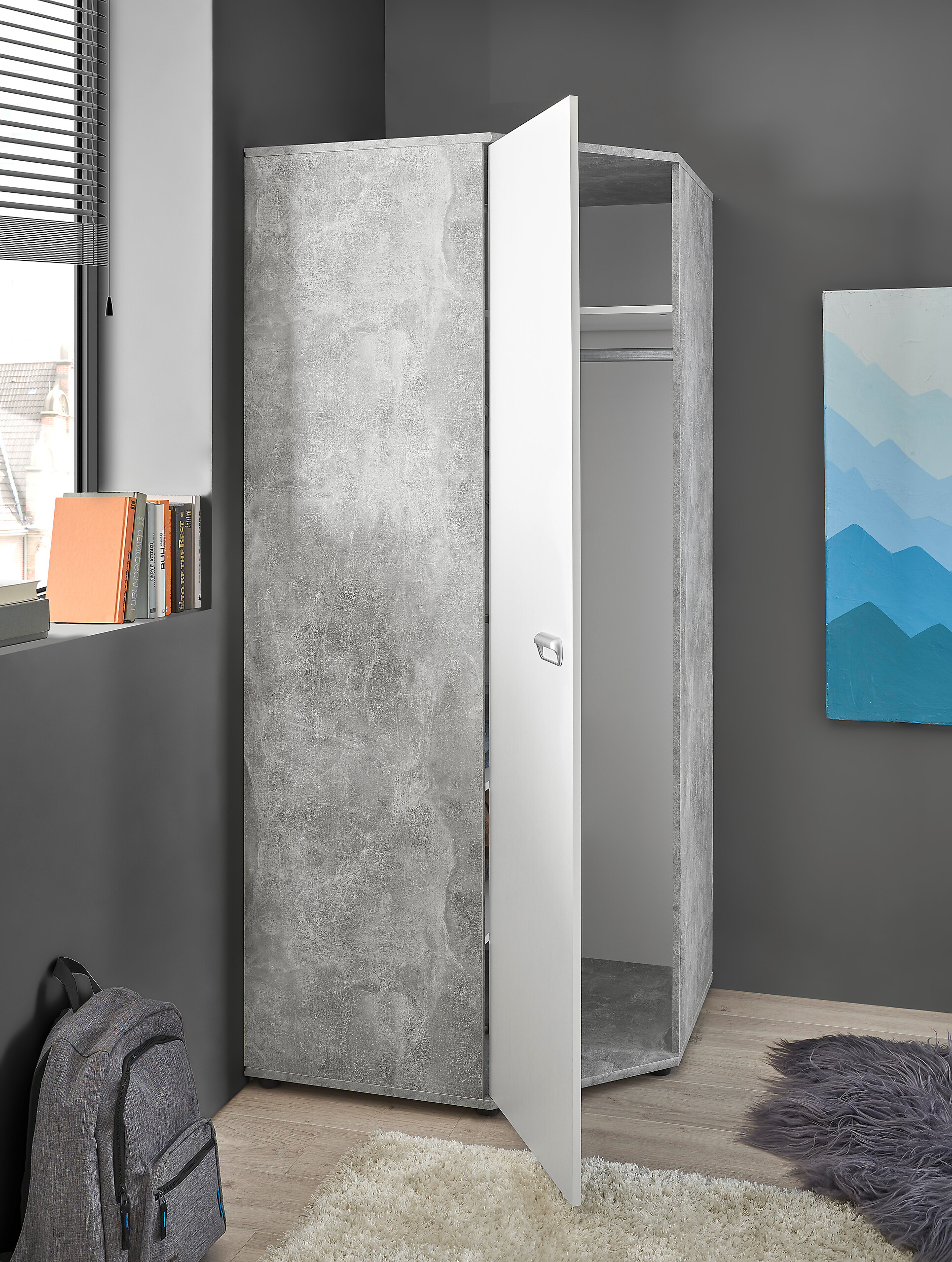 Eckschrank Matino Beton B/H/T: ca. 84x191x84 cm