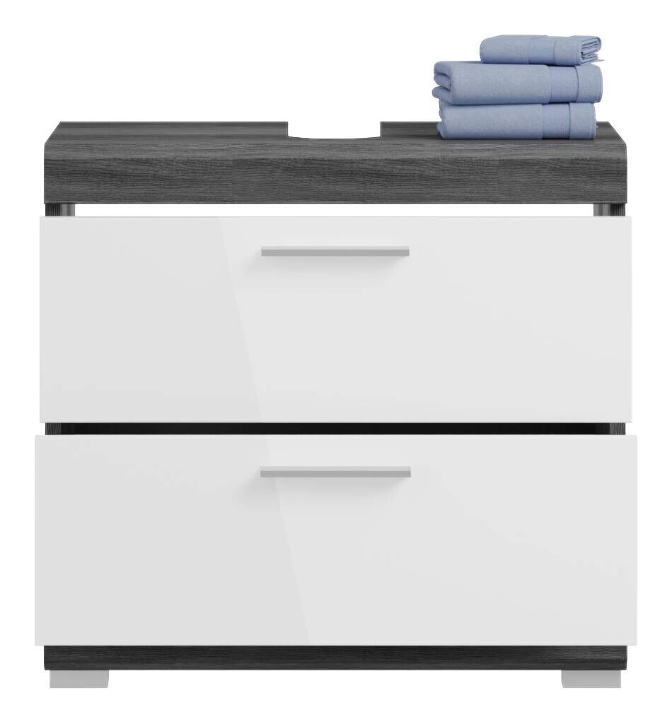 Badezimmer-Set Scout Rauchsilber Nachbildung weiß Hochglanz B/H/T: ca. 60x191x34 cm