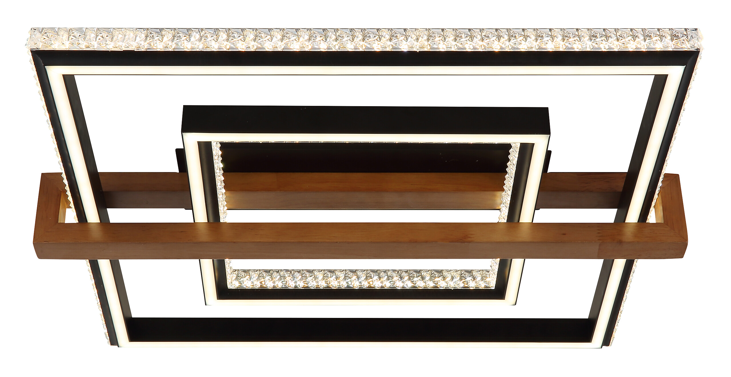 GLOBO LED-Deckenleuchte Opal dunkelbraun mattschwarz Holz Metall Kunststoff B/H/L: ca. 55x11,5x50 cm 1 Brennstellen