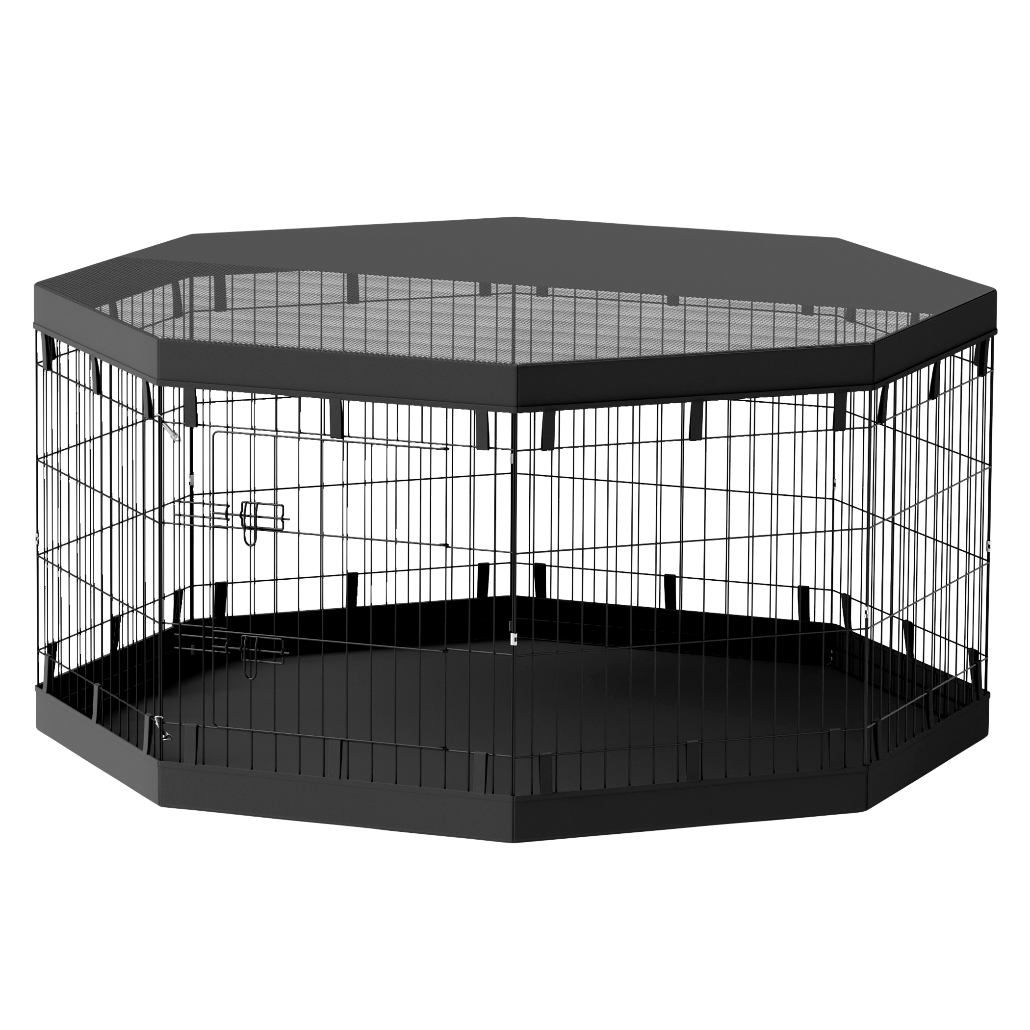 PawHut Welpenauslauf schwarz Stahl B/H/L: ca. 159x76x159 cm