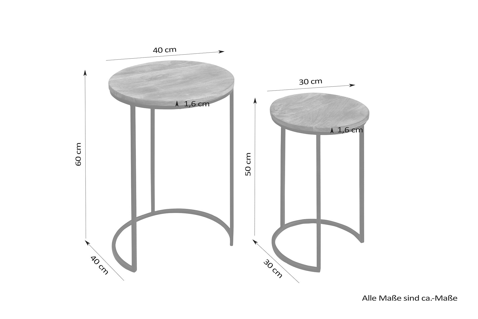 Beistelltisch JARON natur schwarz Echtholz Metall