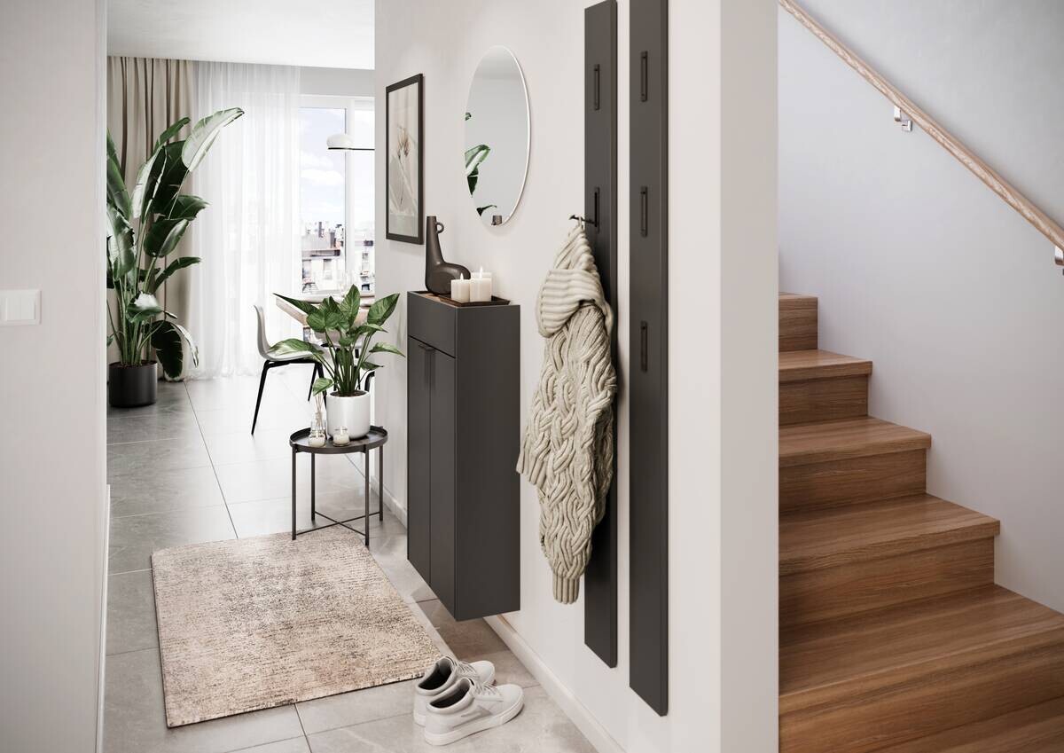 Mehrzweckschrank 1397-549 Graphit Optik Eiche Navarra Nachbildung B/H/T: ca. 56x97x22 cm Mehrzweckschrank 1397-549 Graphit Optik Eiche Navarra Nachbildung B/H/T: ca. 56x97x22 cm