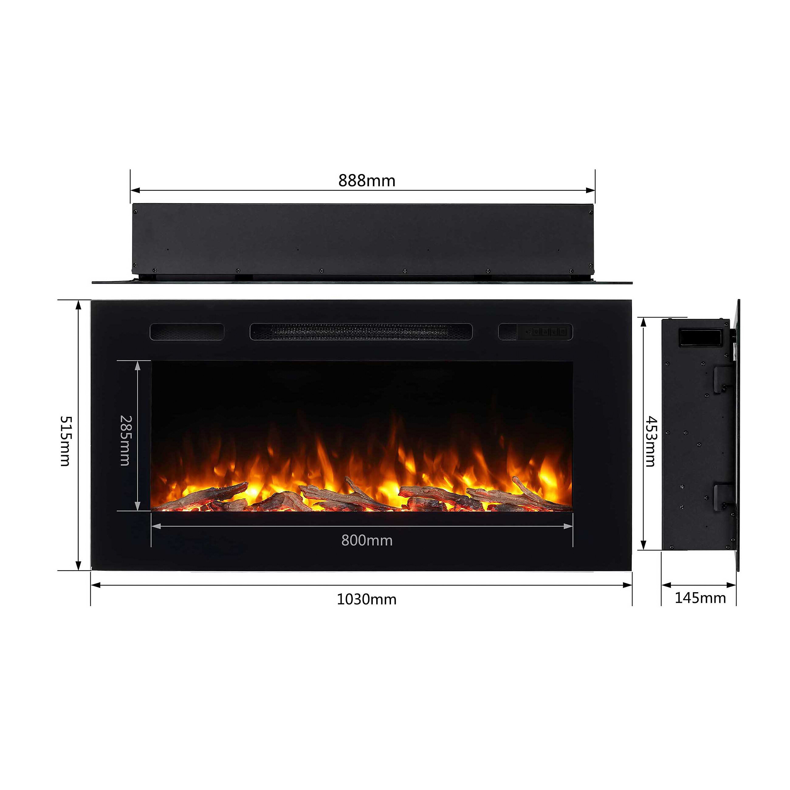 Balderia Einbaukamin Fiamma schwarz B/H/T: ca. 103x14,5x51,5 cm