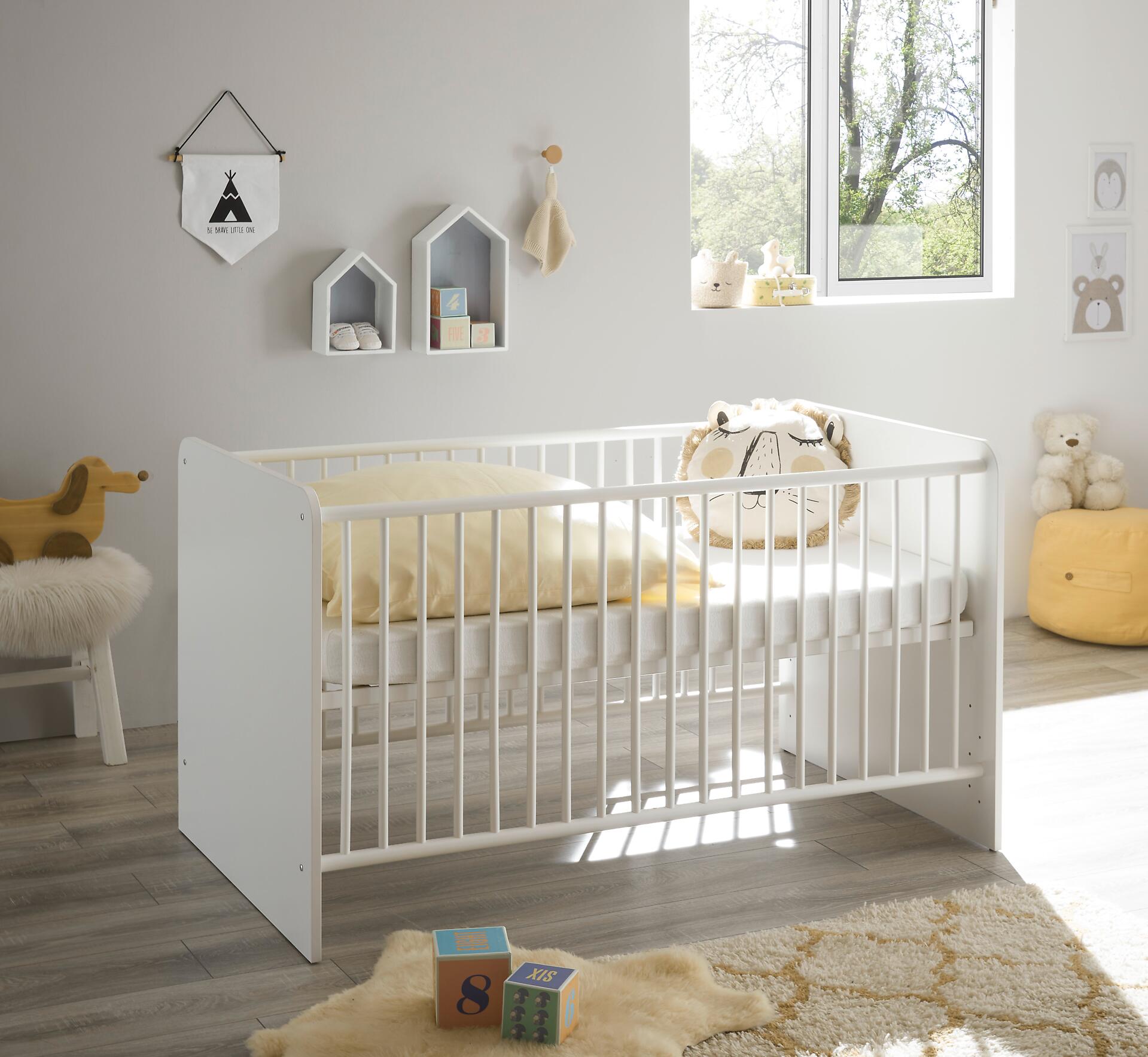 Babybett Alex weiß Graphit Liegefläche B/L: ca. 70x140 cm