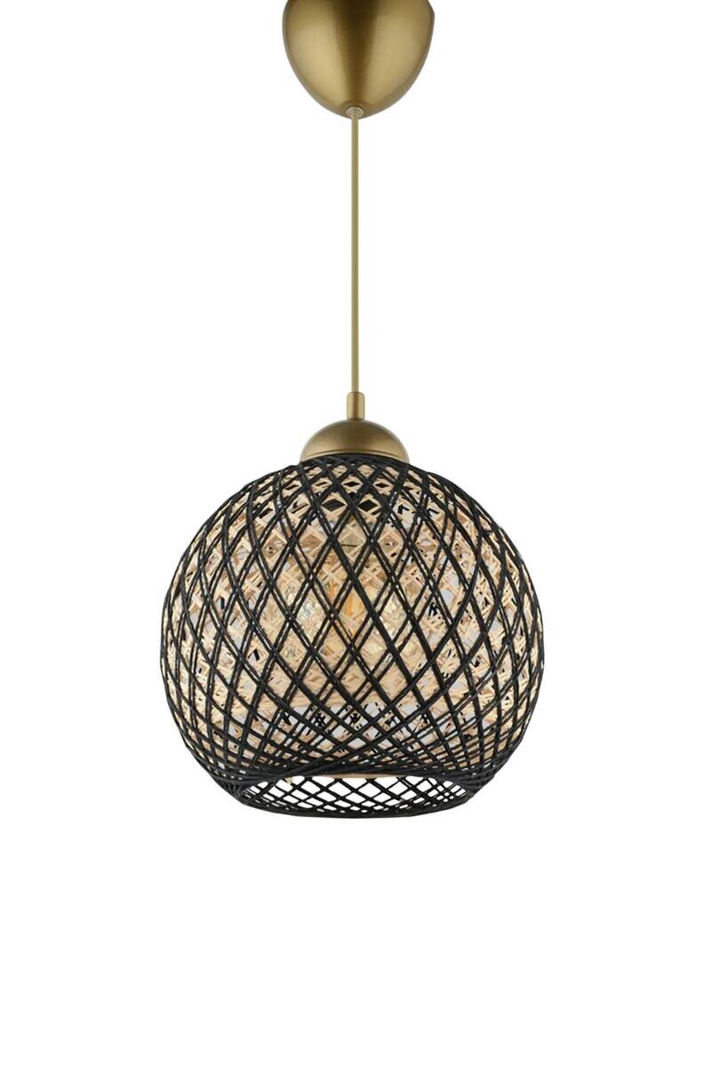 Opviq Pendelleuchte gold schwarz Baumwolle B/H/T/L/D: ca. 22x54x22x22x22 cm E27 1 Brennstellen