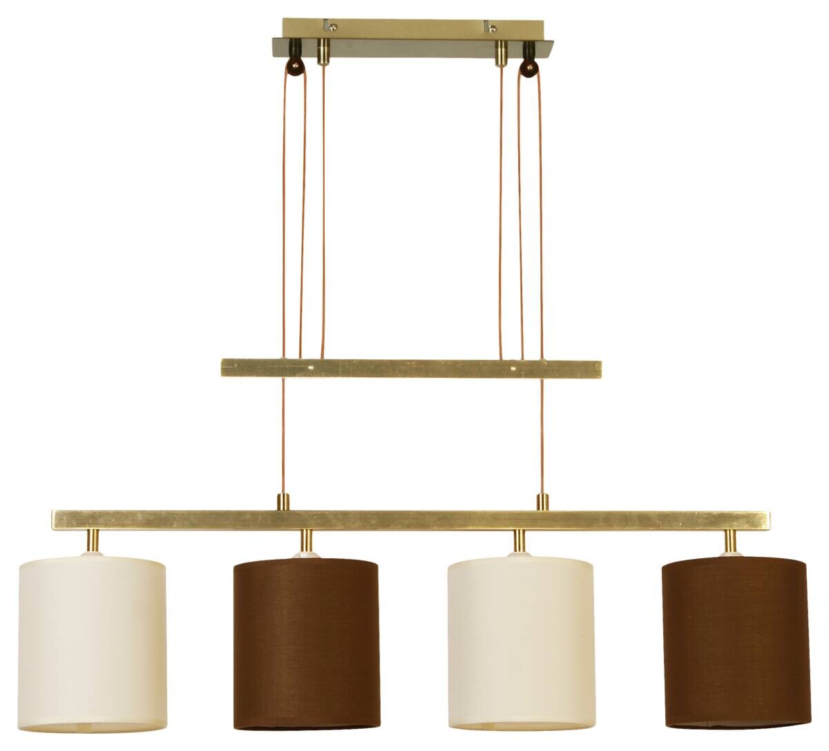 Näve Leuchten Pendelleuchte 7090548 messing Kunststoff Textil Metall B/H/T: ca. 15x116x86 cm E27 4 Brennstellen