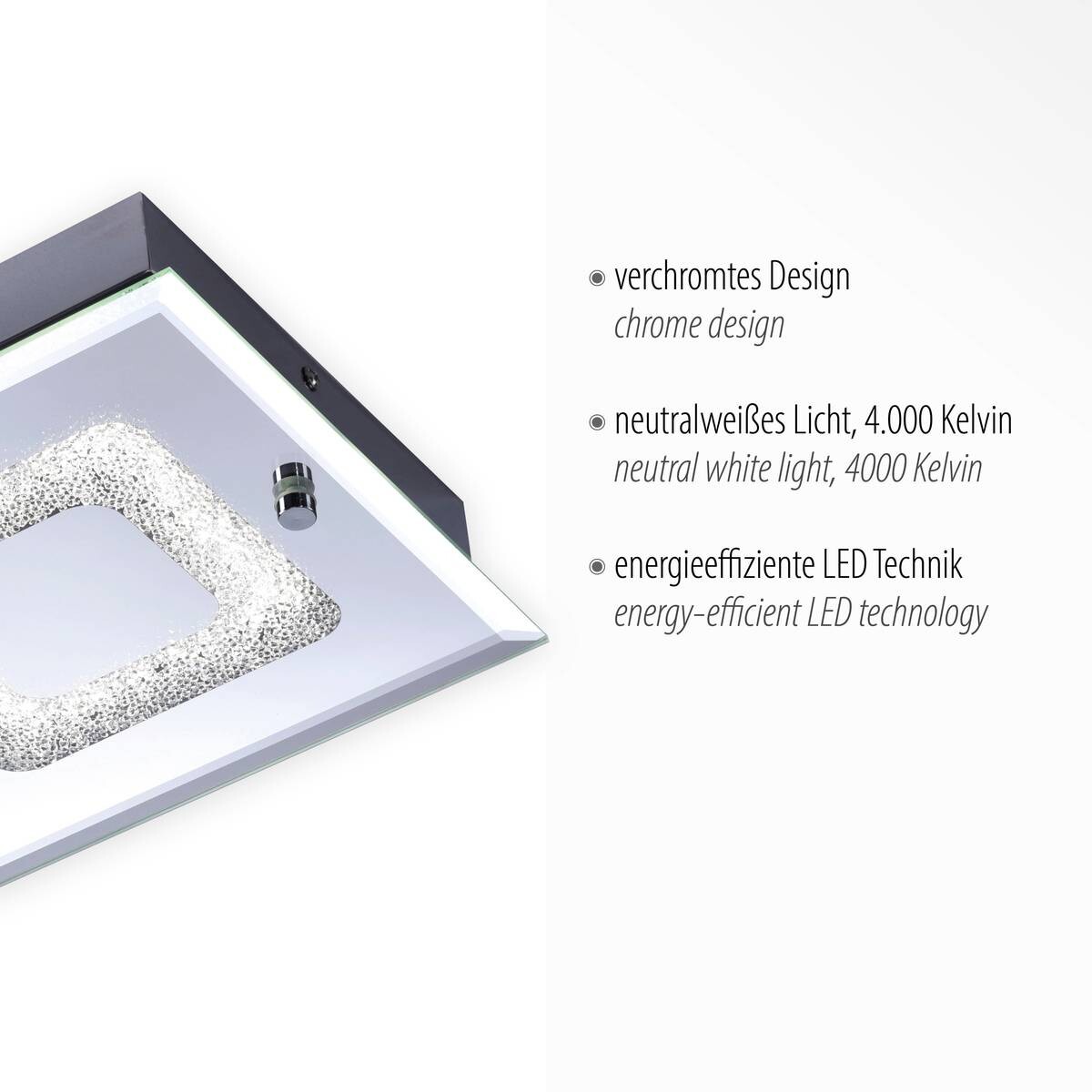 Just Light LED-Deckenleuchte LISA 11571-17 Chrom klar Glas Metall B/H/T: ca. 20x5,8x36 cm 2 Brennstellen