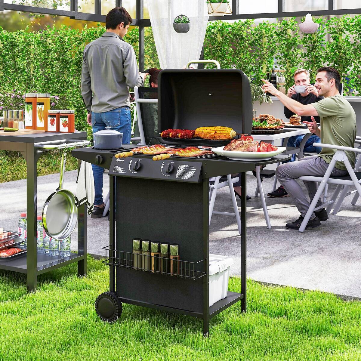 Outsunny Gasgrill Stahl B/H/L: ca. 54x96x107 cm