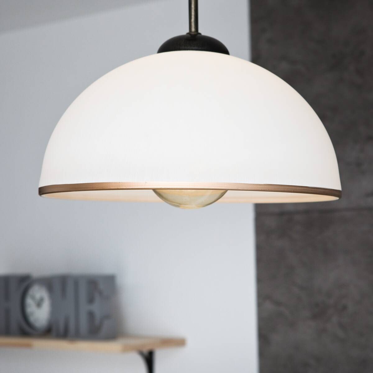 Lamkur Deckenleuchte Retro schwarz Glas Stahl B/H/L: ca. 32,5x45x32,5 cm E27 1 Brennstellen