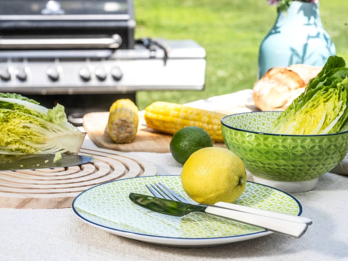 CreaTable Kombiservice Mediterran Grün, grün Steinzeug 16 tlg.