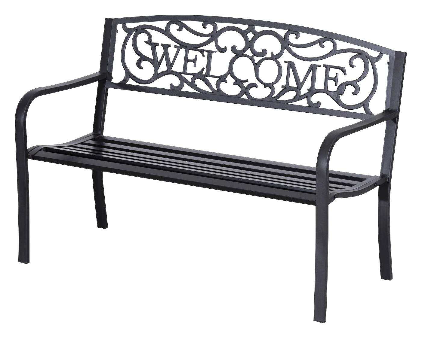 Outsunny Gartenbank schwarz Eisen B/H/L: ca. 60x85x126 cm