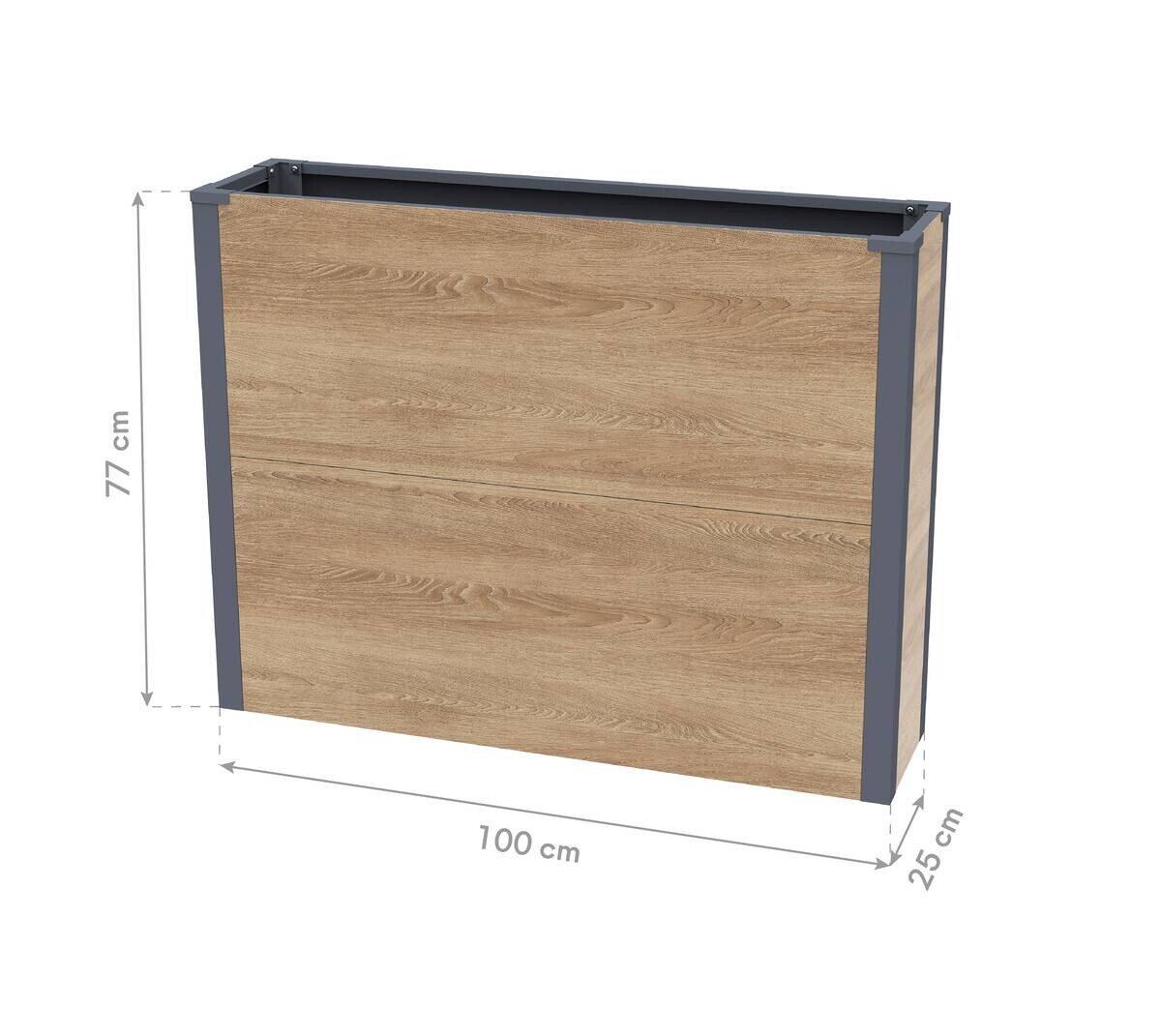 Westmann Pflanzkasten Talus Holzoptik Metall B/H/L: ca. 100x77x25 cm