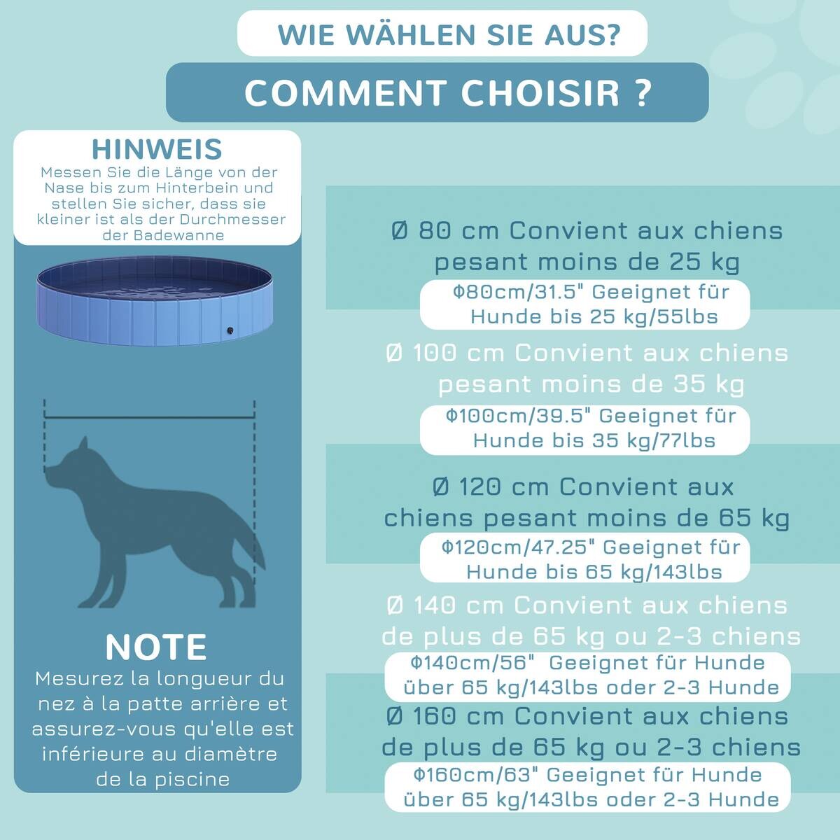 PawHut Hunde-Zubehör blau Polypropylen B/H/L: ca. 120x120x30 cm