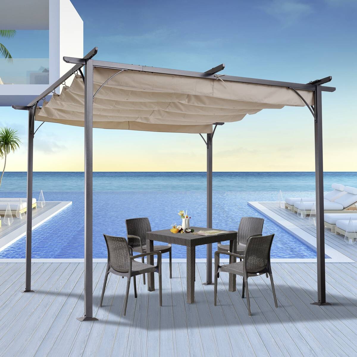 Outsunny Pergola schwarz Metall B/H/L: ca. 300x230x300 cm