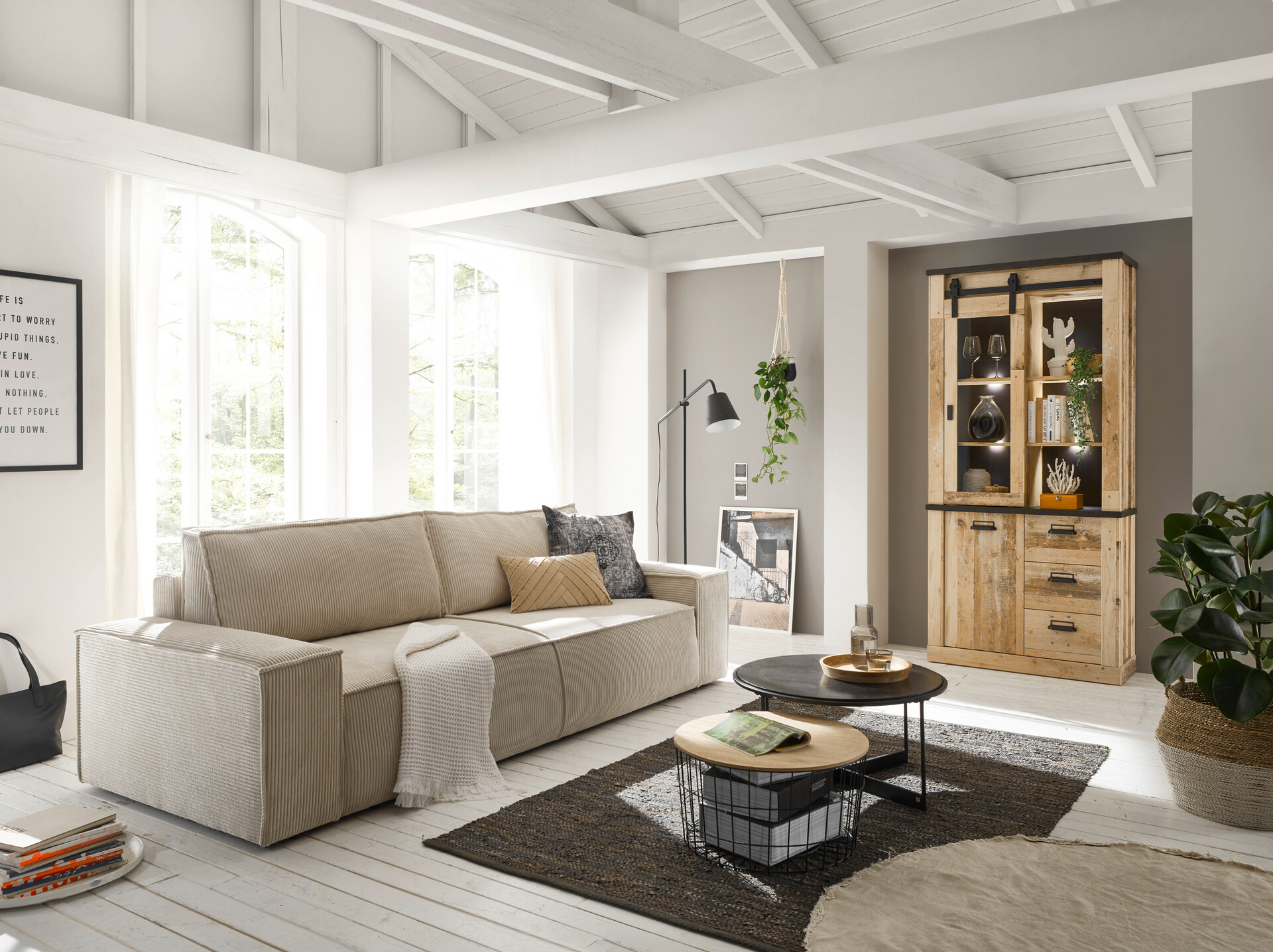 Standvitrine Sherwood B/H/T: ca. 92x200x37 cm