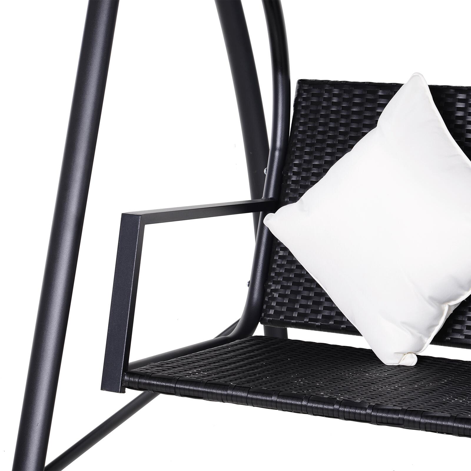 Outsunny Hollywoodschaukel schwarz Polyrattan B/H/L: ca. 124x179x198 cm