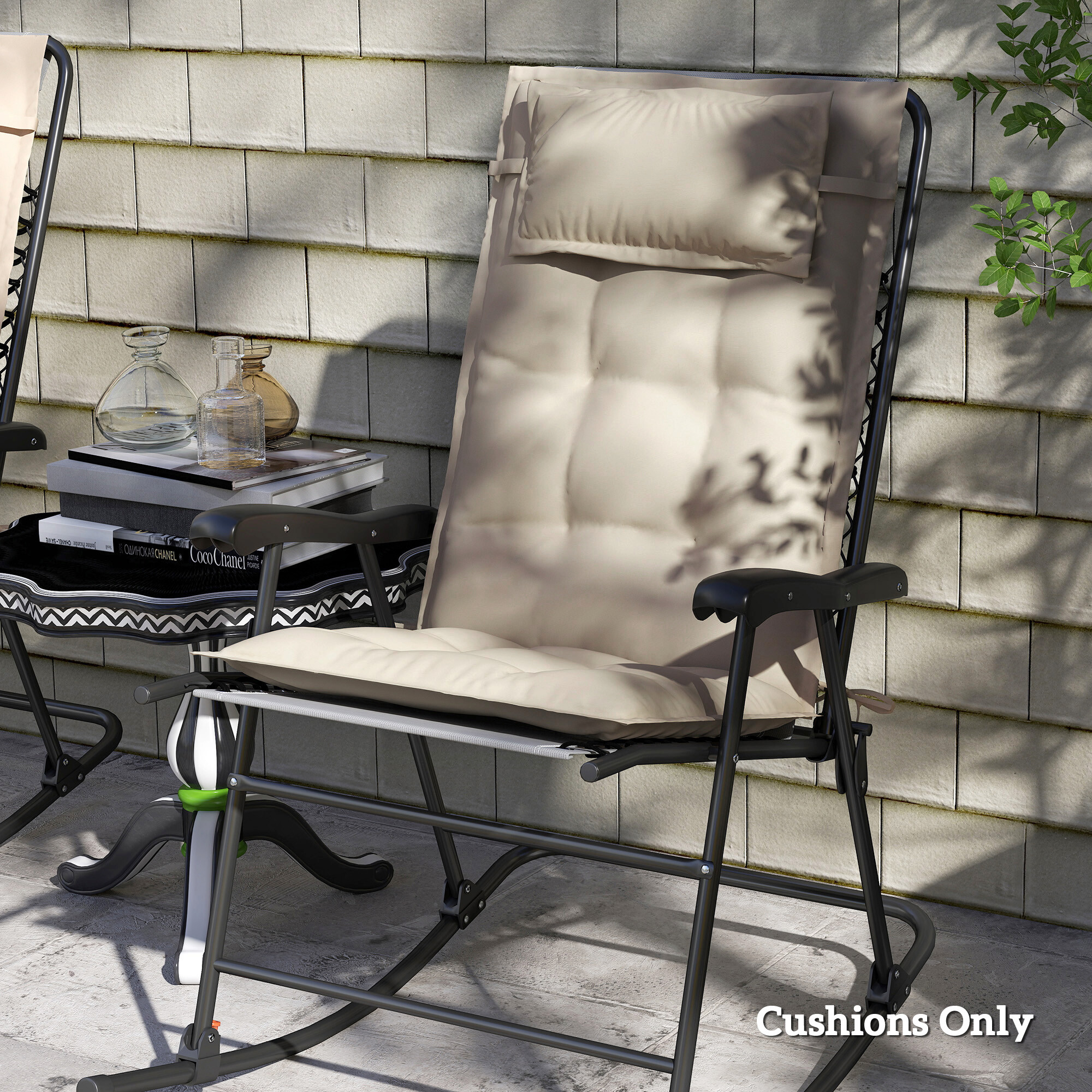 Outsunny Liegenauflage 2er Set beige Polyester B/H/L: ca. 50x5x116 cm