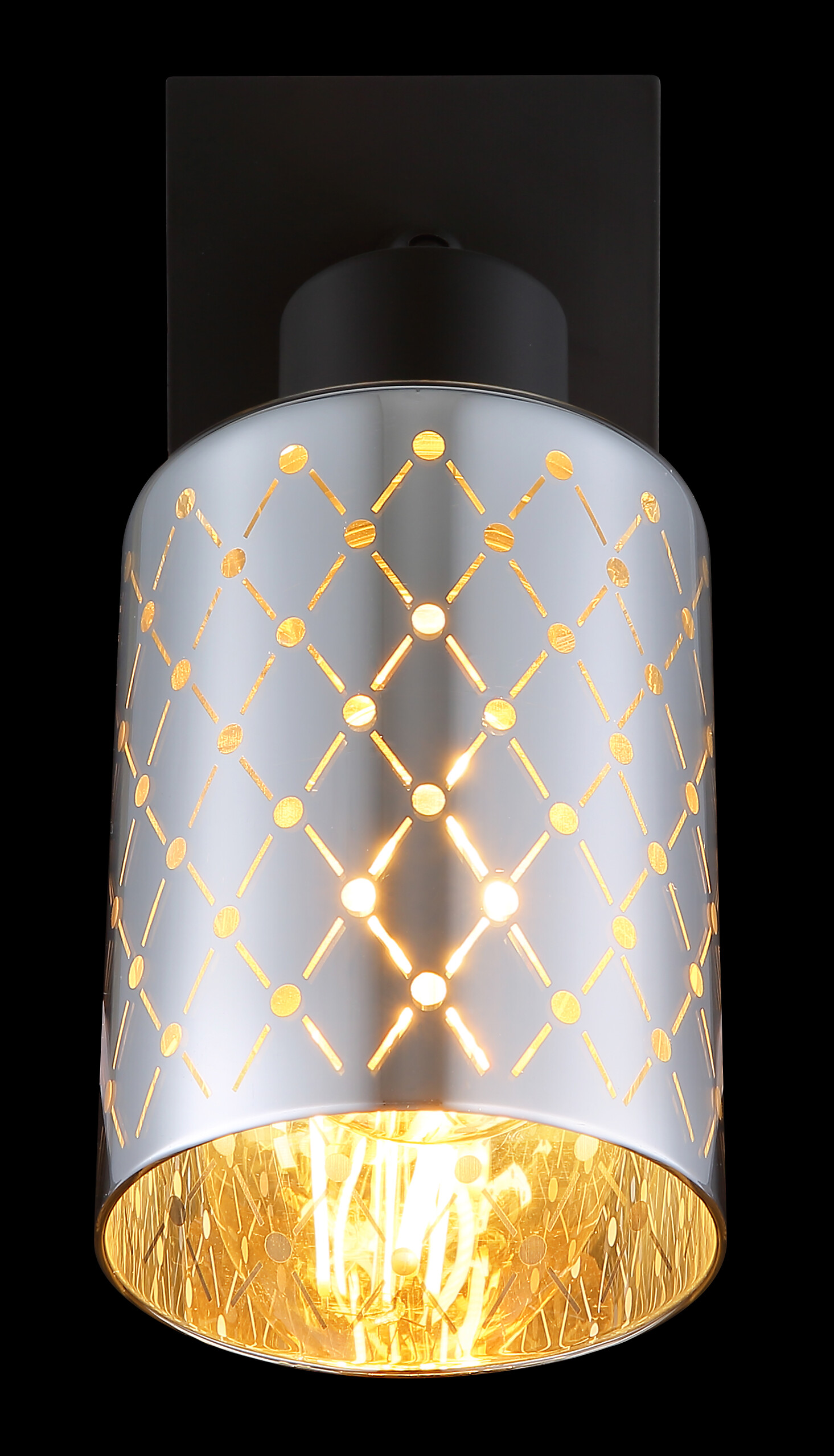 GLOBO Strahler mattschwarz klar Chrom Glas Metall B/H/L: ca. 8x20x16,5 cm E27 1 Brennstellen