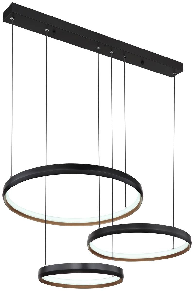 GLOBO Pendelleuchte 67193-55H Halli gold Opal schwarz Acryl Metall B/H/L: ca. 50,3x150x76,7 cm null 3 Brennstellen