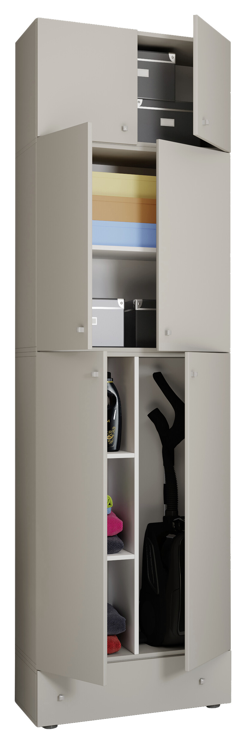 Putzschrank Lona grau weiß B/H/T: ca. 70x240x39 cm