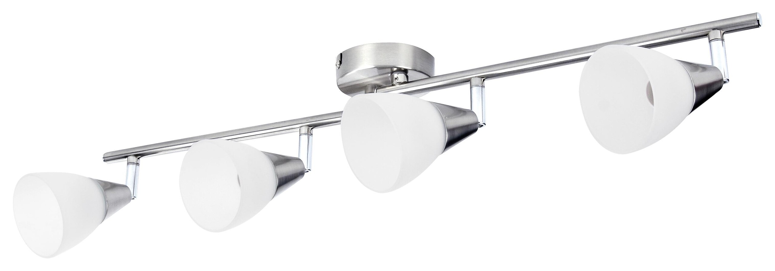 POCOline Spotbalken Tadea nickel matt weiß Metall Glas B/H/L: ca. 9x20x70 cm E14 4 Brennstellen