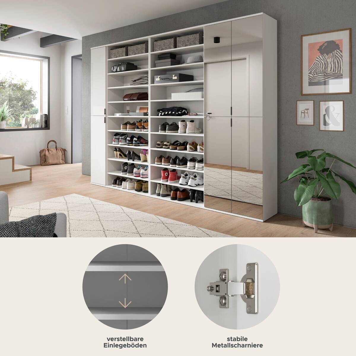 Garderobe PROJEKT X weiß weiß Hochglanz B/H/T: ca. 232x191x37 cm