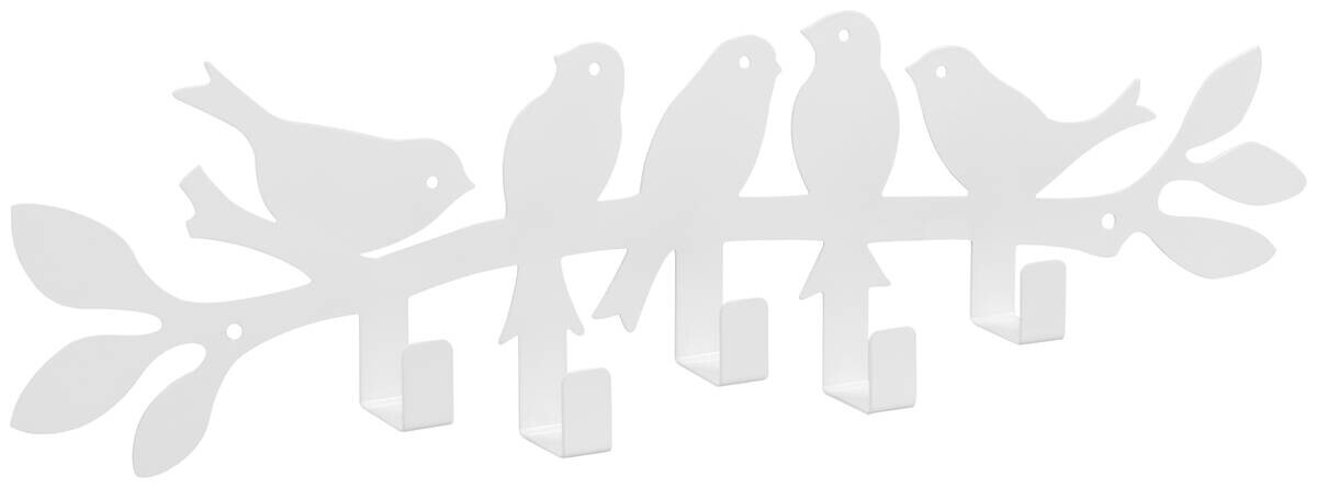Garderobenleiste Birds weiß Metall B/H/T: ca. 48x14x4 cm Garderobenleiste Birds weiß Metall B/H/T: ca. 48x14x4 cm