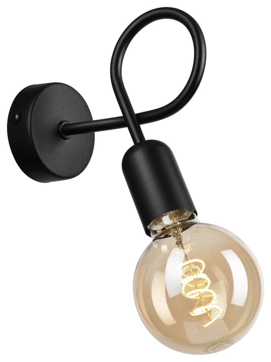 Lamkur Wandleuchte schwarz Stahl B/H/L: ca. 8x18x16 cm E27 1 Brennstellen