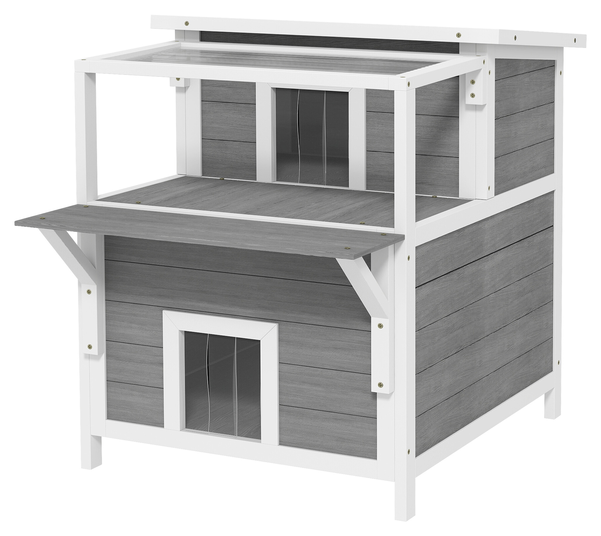 PawHut Katzenhöhle hellgrau Kunststoff B/H/L: ca. 87x76x64 cm