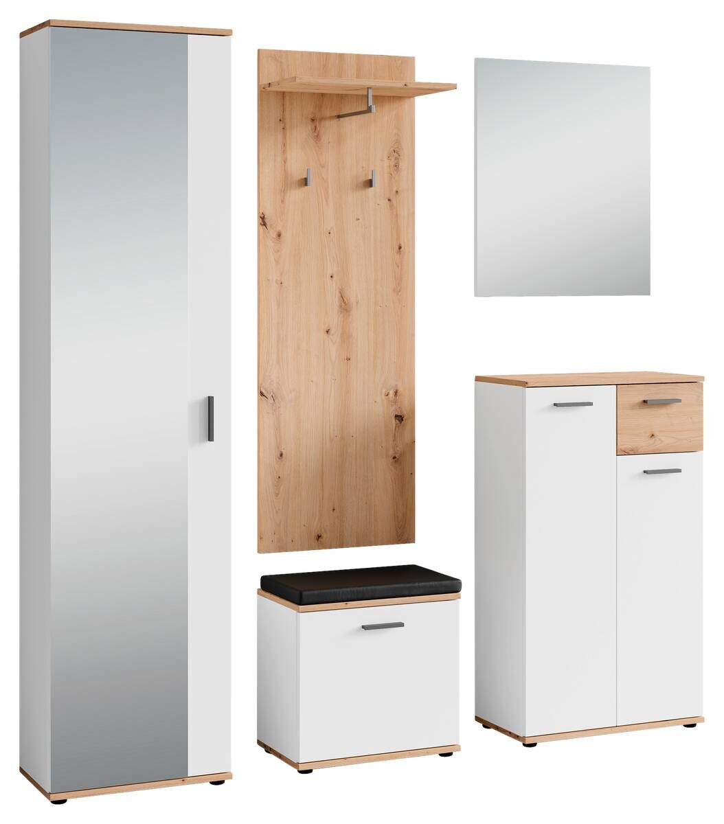 Garderobenset JAKOB Set 5-tlg. weiß Eiche