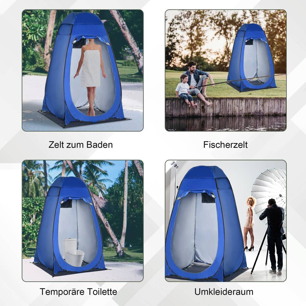 Outsunny Camping-Zubehör blau Polyester B/H/L: ca. 124x126x198 cm