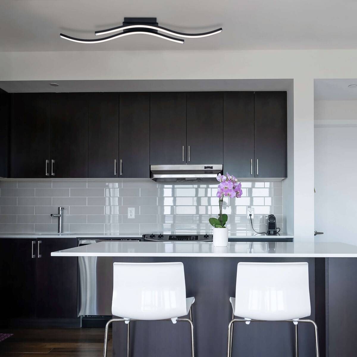 Näve Leuchten Deckenleuchte 1383322 schwarz Metall Kunststoff B/H/T: ca. 8x8,5x96 cm null 2 Brennstellen