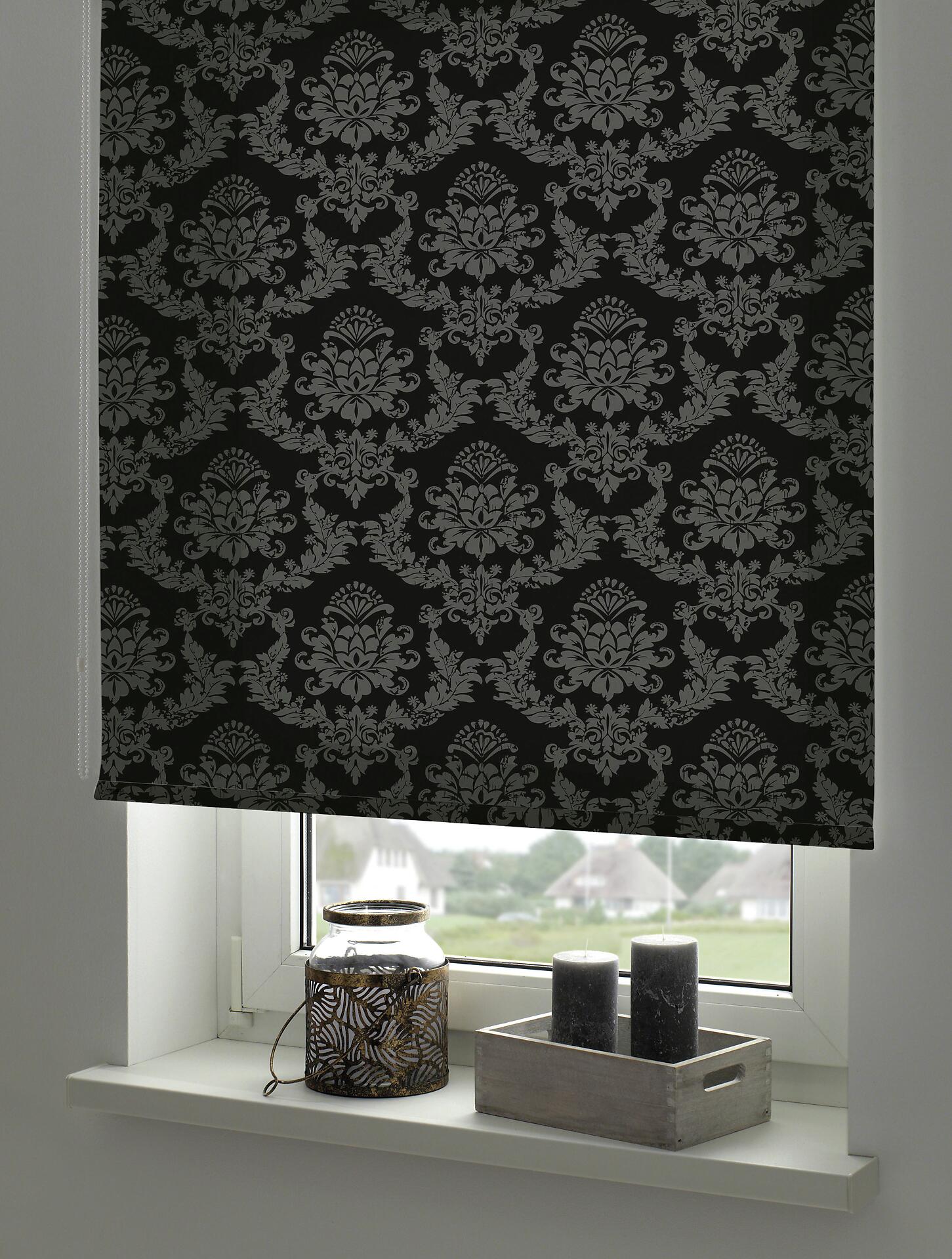 Boviva Seitenzugrollo Tageslichtqualität Ornament anthrazit B/L: ca. 122x175 cm