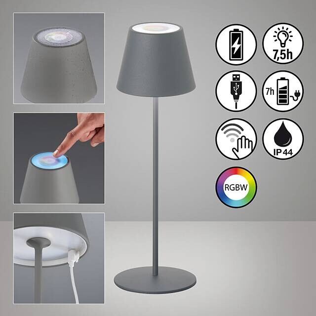 easy! by FHL Tischleuchte 850212 Cosenza grau Metall H/D: ca. 38x12 cm 1 Brennstellen