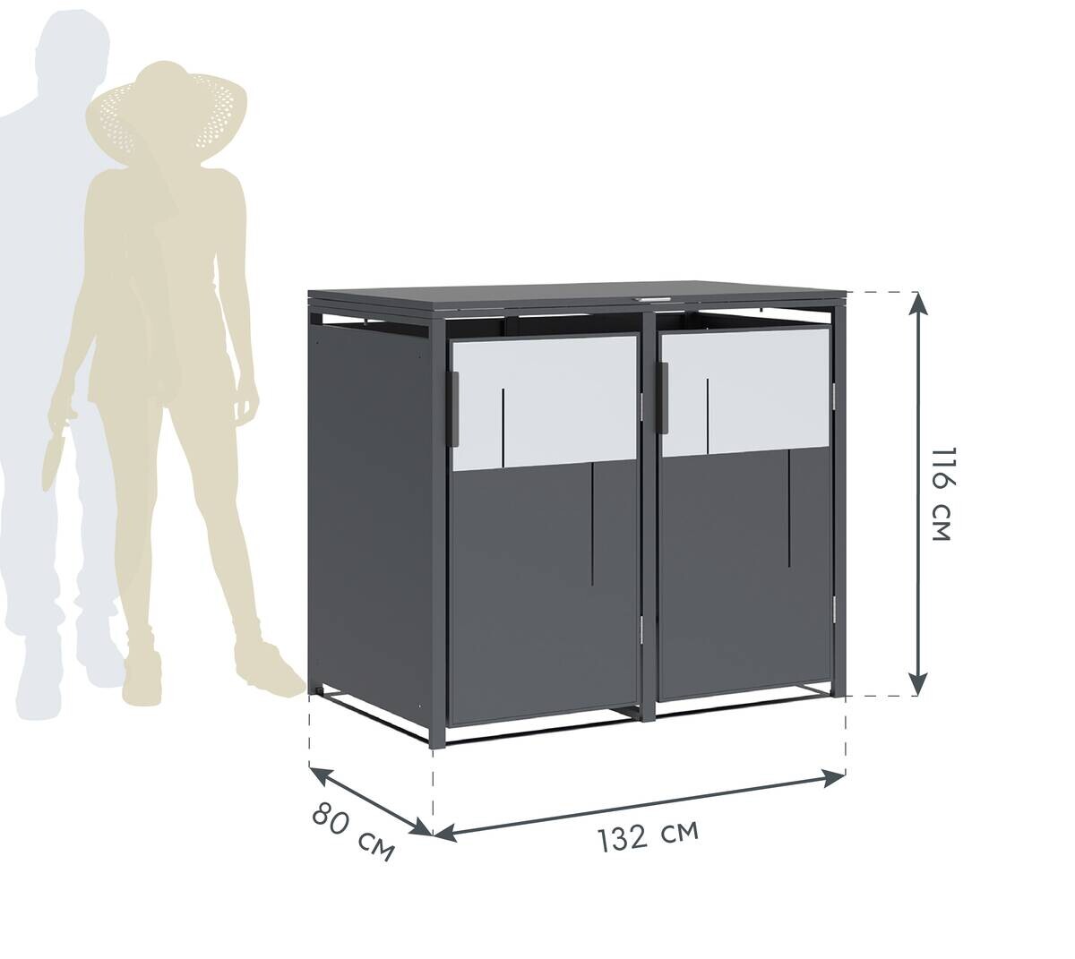 Westmann Mülltonnenbox Tonus anthrazit B/H/L: ca. 132x116x80 cm