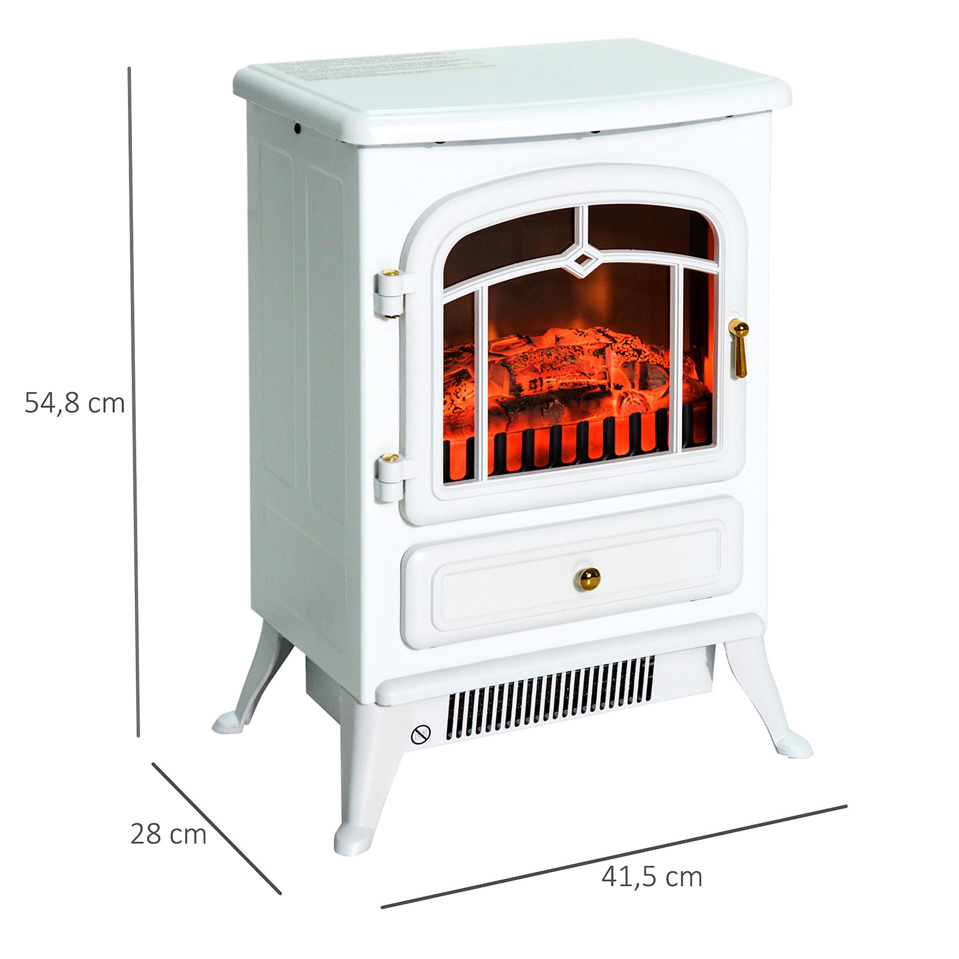 HOMCOM Elektrokamin MH820-039WT weiß Glas Metall B/H/L: ca. 28x55x42 cm ca. 1850 W