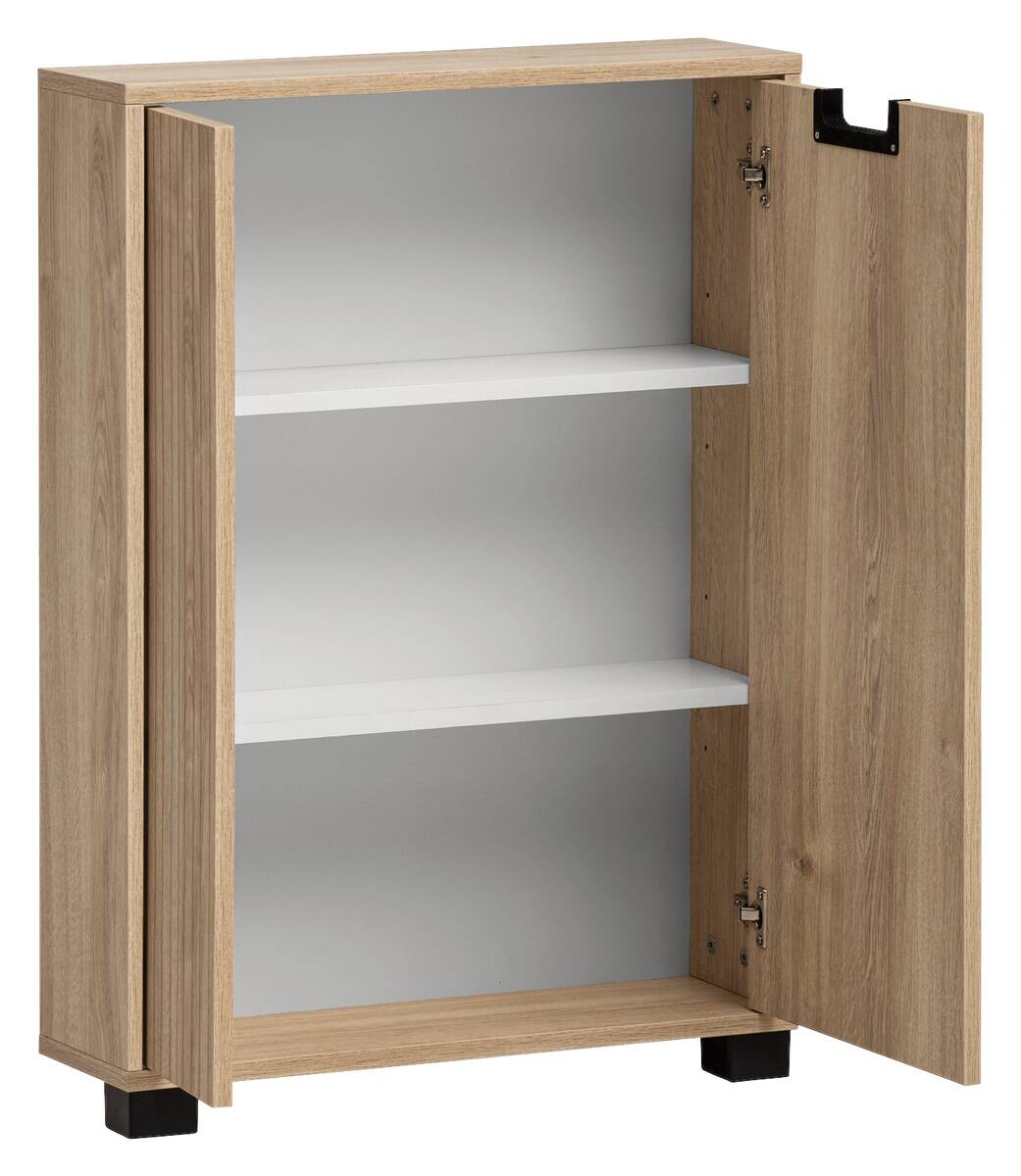 Unterschrank Emmik weiß matt Eiche Eiche weiß Nachbildung B/H/T: ca. 59,8x85,2x19,55 cm