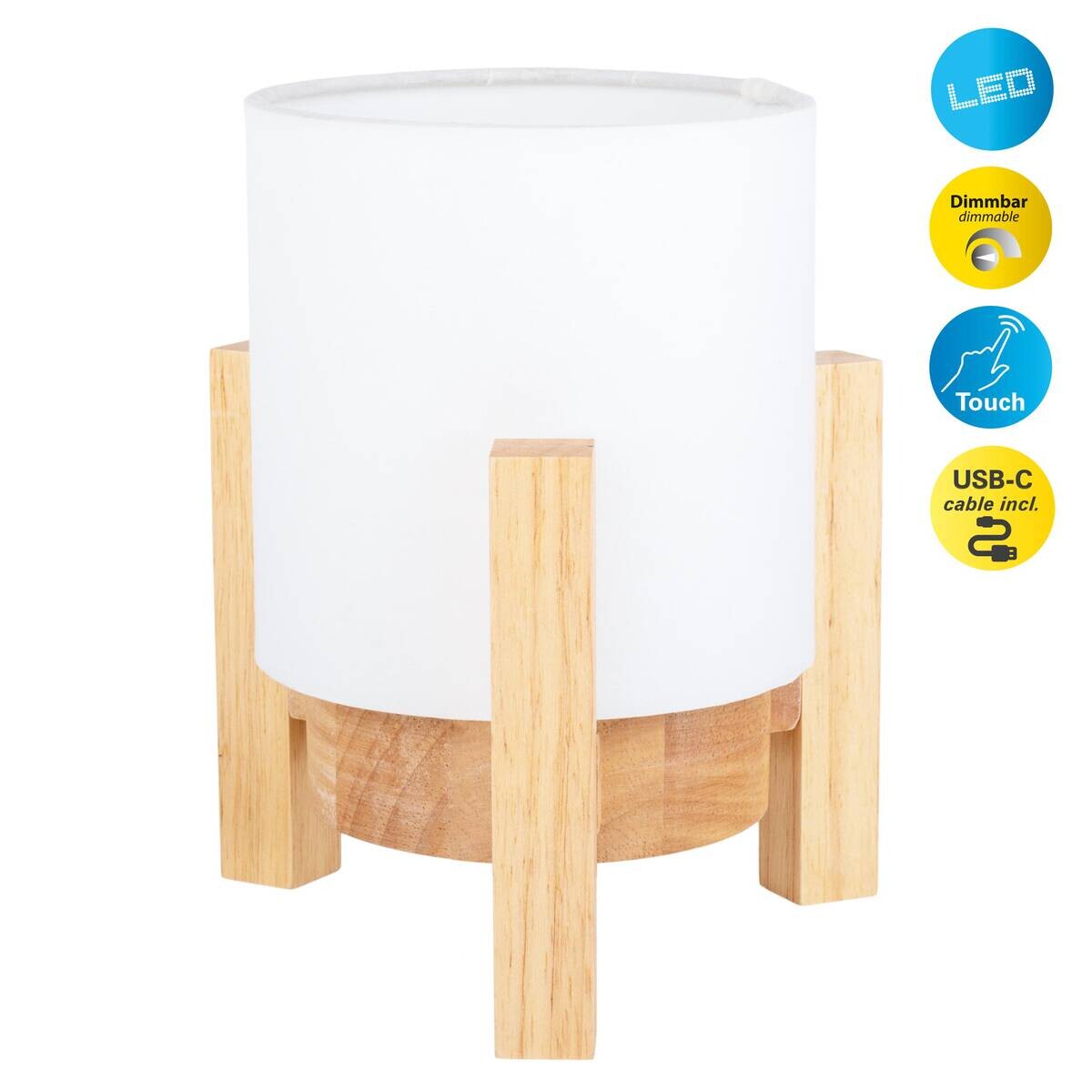 Näve Leuchten Tischleuchte 5305023 weiß Textil Holz B/H/T: ca. 16,2x19x16,2 cm null 1 Brennstellen
