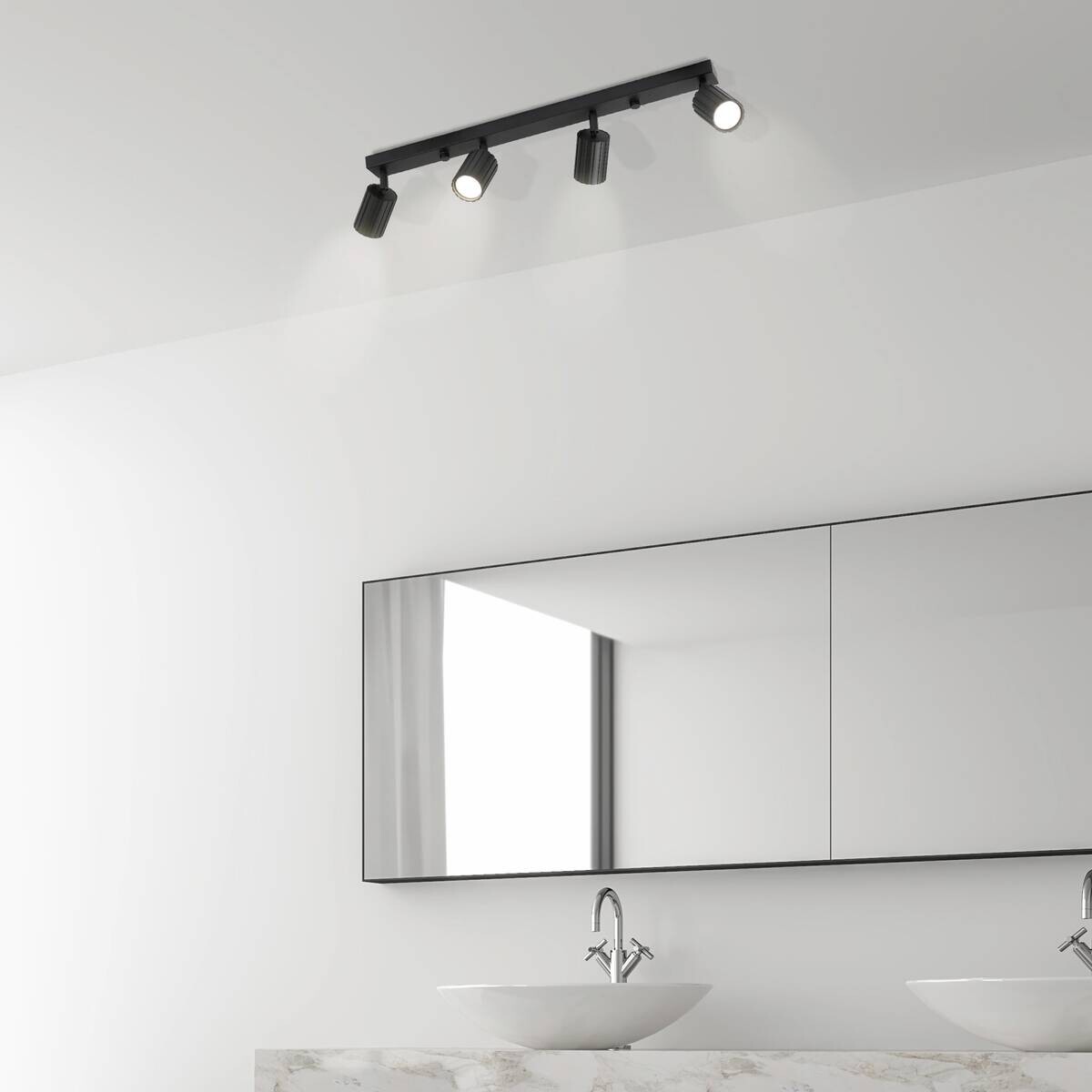 Lamkur Strahler Prisma schwarz Stahl B/H/L: ca. 6,5x16,5x81 cm 4 Brennstellen