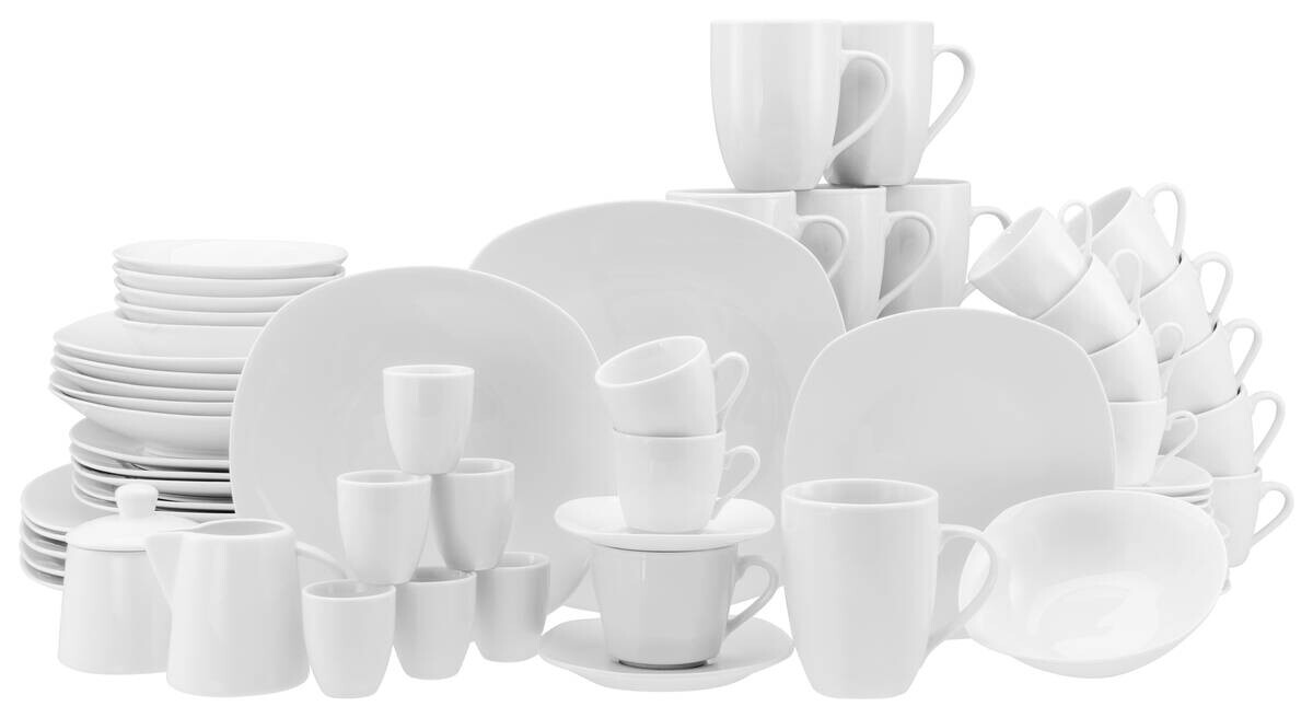 CreaTable Kombiservice Square weiß Porzellan 62 tlg.