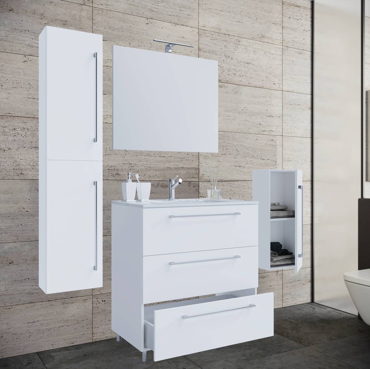 Waschplatz 5tlg-Schubo weiß B/H/T: ca. 80x86x46 cm