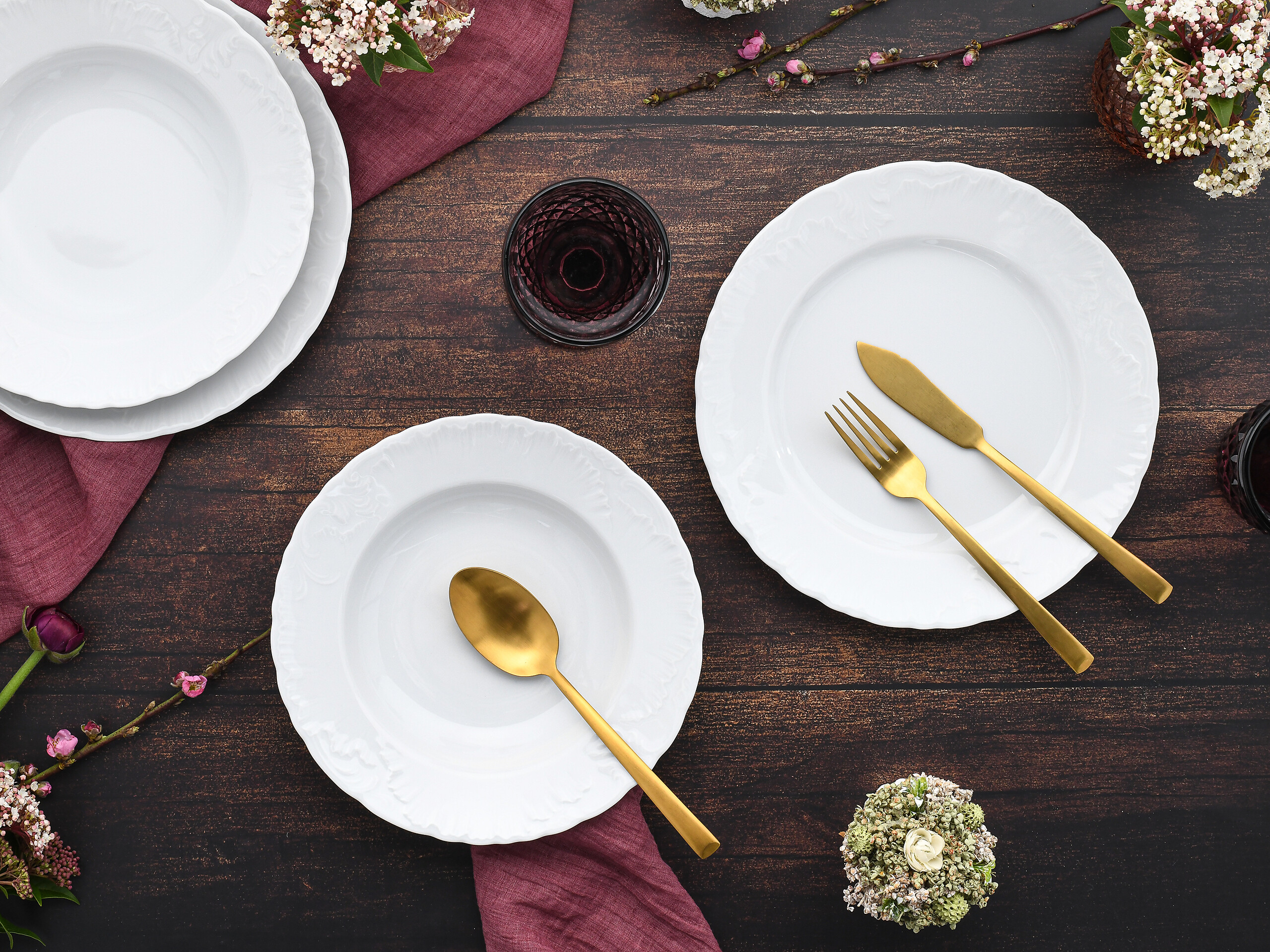 CreaTable Tafelservice Rokoko weiß Porzellan 12 tlg.