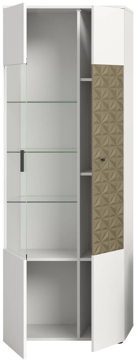 Vitrinenschrank Prisma weiß gold Optik B/H/T: ca. 70x195x37 cm