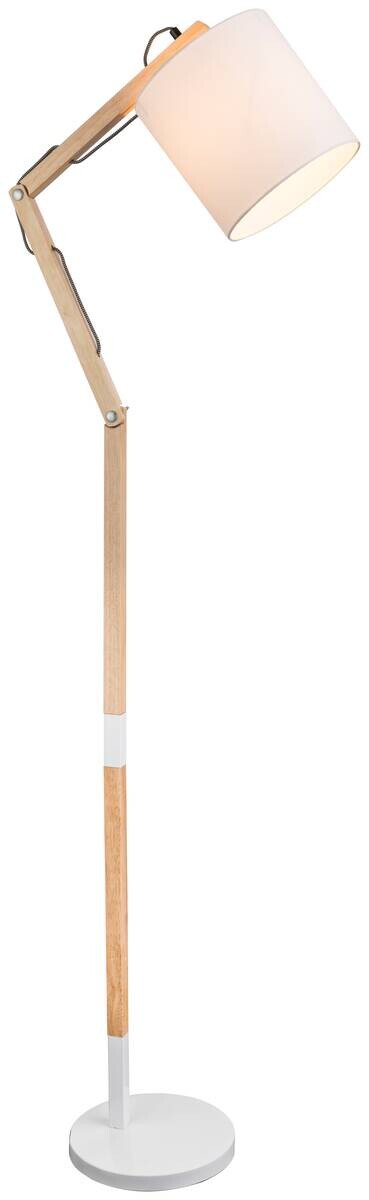 GLOBO Stehleuchte Mattis weiß Metall Holz B/H/L: ca. 25x172x75 cm E27 1 Brennstellen