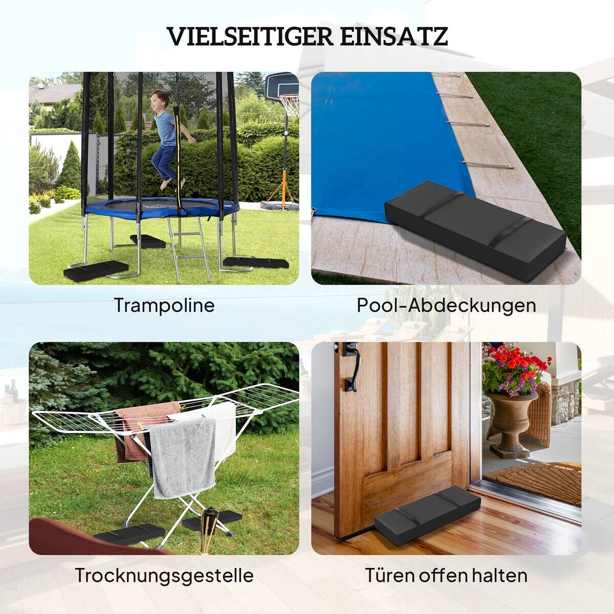 Outsunny Sandsack 2er Set schwarz Stoff B/H/L: ca. 30x11x76 cm